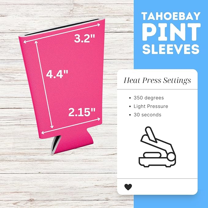 TahoeBay Blank Pint Glass Sleeves, Beer Coolers, 6-Pack, Hot Pink | Insulating Foam Cooler, 16oz Collapsible Tapered Beverage Holder, Bar Cup Insulator for Transfer Vinyl, HTV, Sublimation, DTF