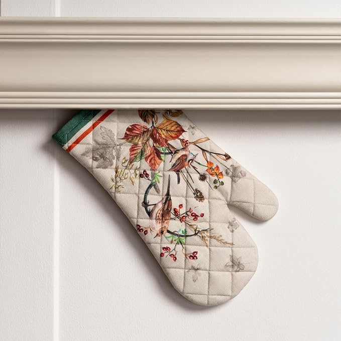 Maison d'Hermine Oven Gloves 100% Cotton Oven Mitt (7" x 13", Pack of 1) | With Loop Heat Resistant BBQ Cooking Gloves Baking Kitchen Handling Hot Pans Thanksgiving Christmas - Recolte