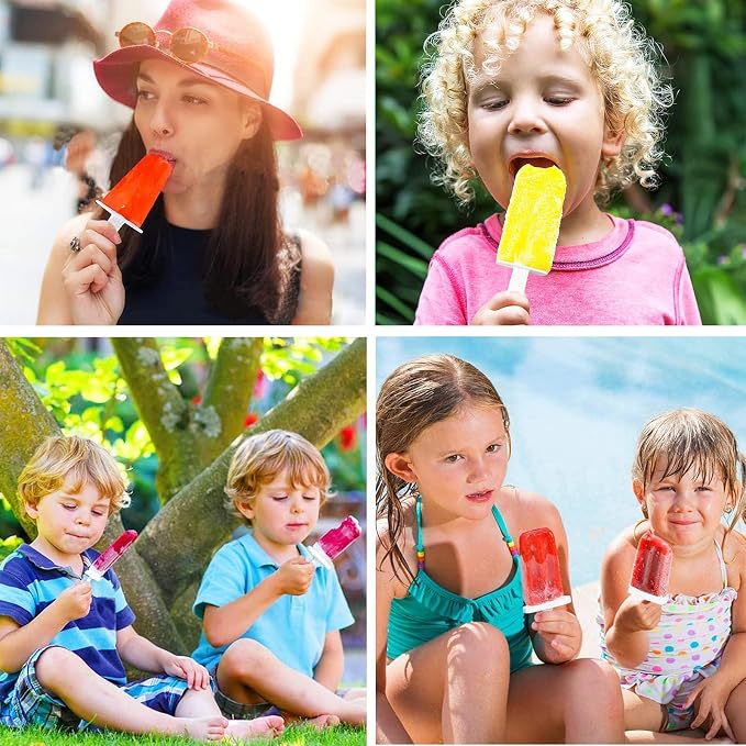 Popsicles Molds, 10 Pieces Silicone Ice Pop Molds with 10 Sticks BPA Free Popsicle Molds Reusable Easy Release Ice Popsicle Maker, Green