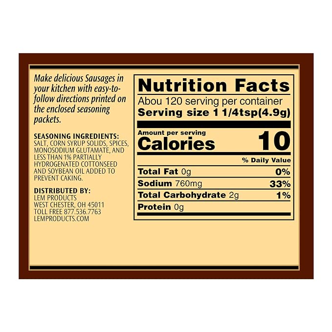 LEM Products Backwoods Bratwurst Fresh Sausage Seasoning, 1 lb 4.8 oz