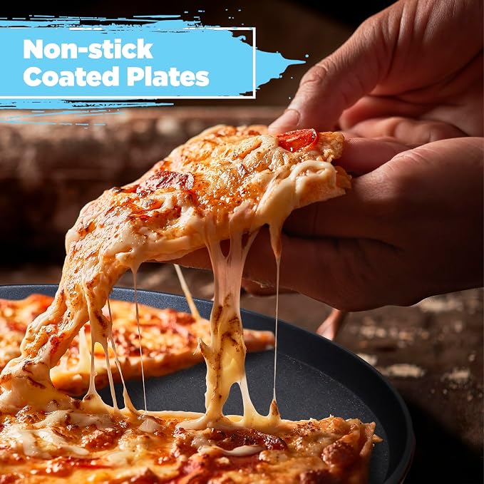 Courant Pizza Maker 12 inch Pizzas Machine, Newly improved Cool-touch Handle Non-Stick plates Pizza oven & CalzoneMaker, Electric Countertop Oven for Home or School, 12” Indoor Grill/Griddle, Teal