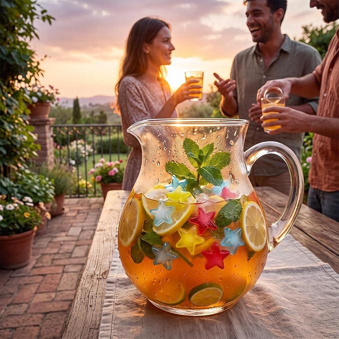 320 Pcs 10lb Reusable Ice Cubes for Drinks Plastic Ice Cube Refreezable Without Diluting Frozen to Keep Drink Cool Longer for Coffee Cocktails Whiskey Wine Bar Party Camping (Star,Colorful)