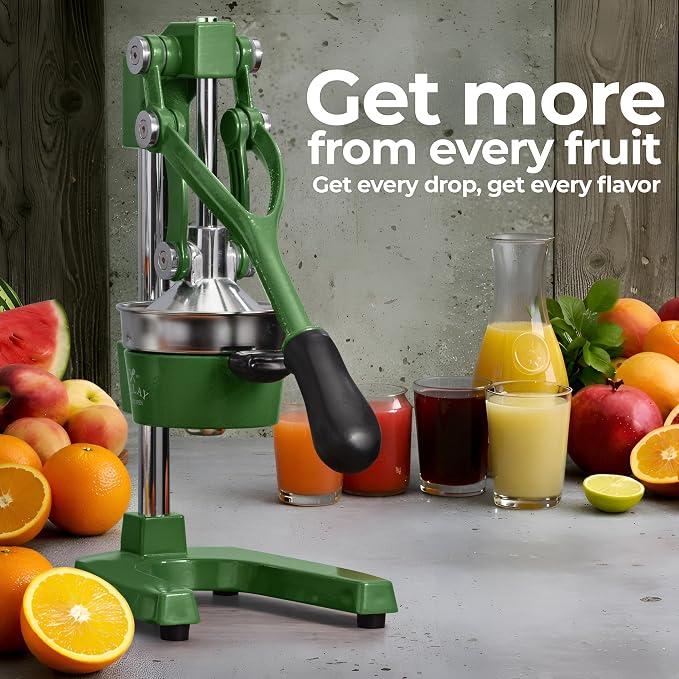 Zulay Kitchen Cast Iron Juicer - Heavy Duty Manual Juicer with Detachable Strainers for Easy Cleaning, Orange Juice Press for Citrus Fruits, Perfect for Bartenders, Juice Lovers & Health Enthusiasts