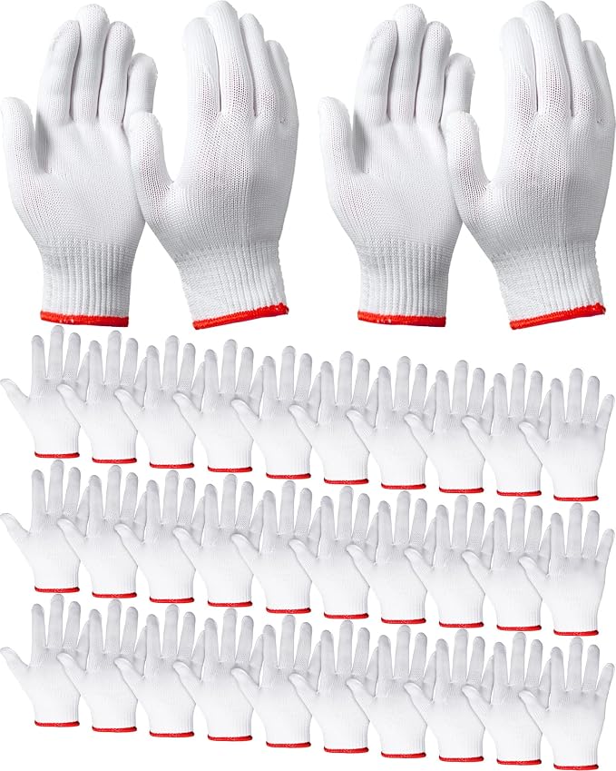 SATINIOR 36 Pairs Work Gloves White Cotton Polyester Liners Safety Work BBQ Gloves Liners Men Women Hand Protection