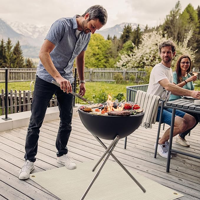 Fire Pit Mat for Deck Fireproof 36.6x39.4in Under Grill Mats for Outdoor Grill Deck Protector Heat Resistant Wood Stove Mat for Patio, Lawn, Tent Stoves