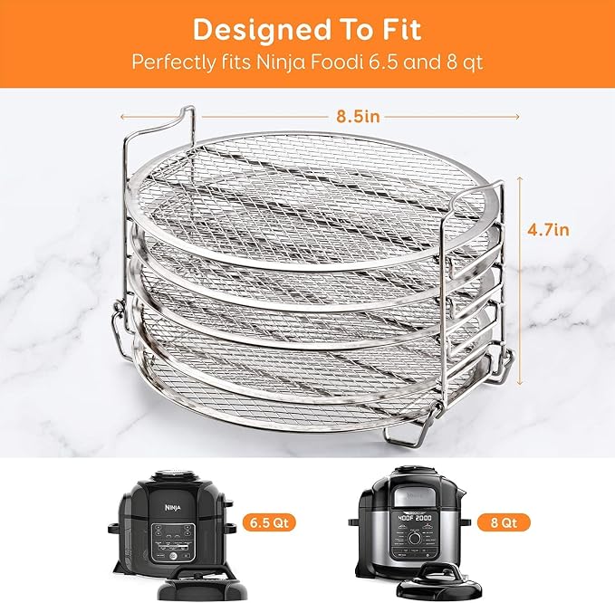 Goldlion Dehydrator Rack Stainless Steel Stand Accessories Compatible with Ninja Foodi Pressure Cooker and Air Fryer 6.5 and 8 Quart, Instant Pot Air Fryer 8 Qt