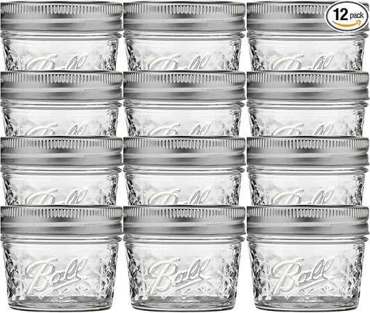 Ball Mason 4oz Quilted Jelly Jars with Lids and Bands, Set of 12