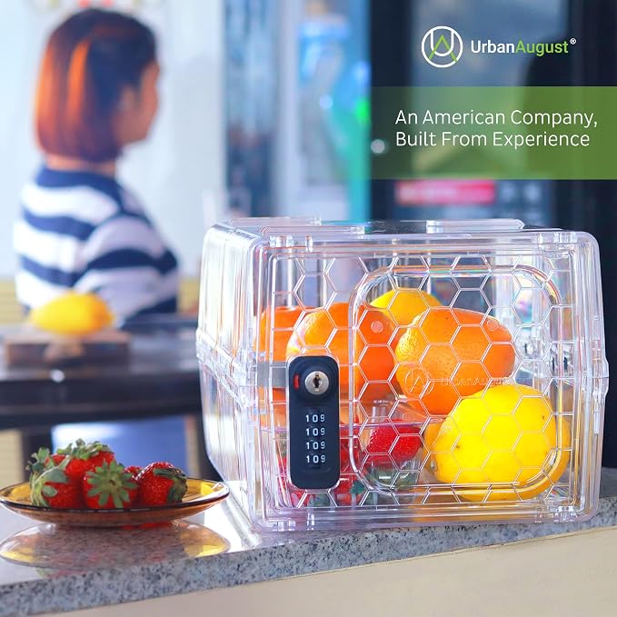 Lock Box For Food & Medicine - Dual Combination & Keyed Lock Box - Made of Industrial-Grade Plastic - One Size (Clear)