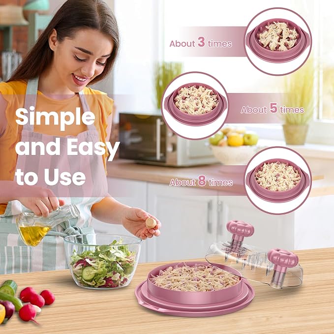 Chicken Shredder Tool Twist Large - Meat Shredders for Chicken Breast | 10'' Pro Visible Kitchen Gadgets Grinder Machine with Brush,Strong Anti-Slip Strip,Ergonomic Handle,BPA Free (Purple)