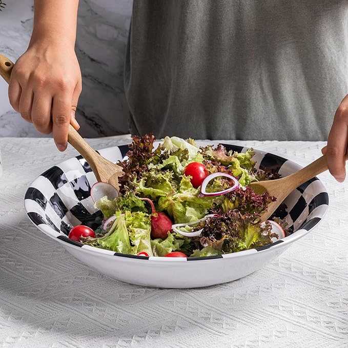 LEHAHA Rectangular Melamine Sunflower Serving Tray, 2-Piece Hydrangea Serving Platter Set, 17.5" x 10" Colorful Trays/Platters Sets for Outdoor and Indoor Dining and Entertaining Parties,Black Plaid