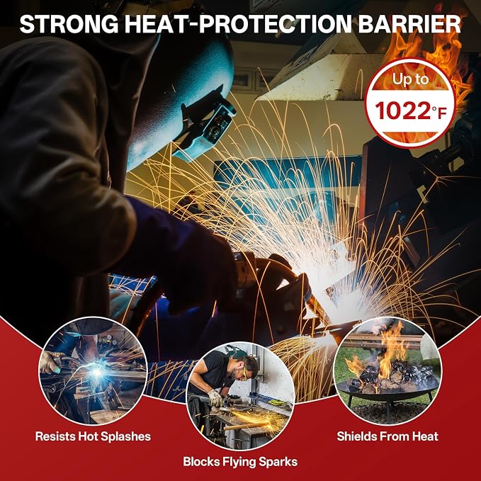 Welding Blanket Fire Resistant - Extra Large 8x10 ft Welding Blanket Fire Resistant 1022 °F High Temp Heat Shield Blankets Insulation Fire Curtain for Soldering, Grill, Industrial, Smoker, Camping