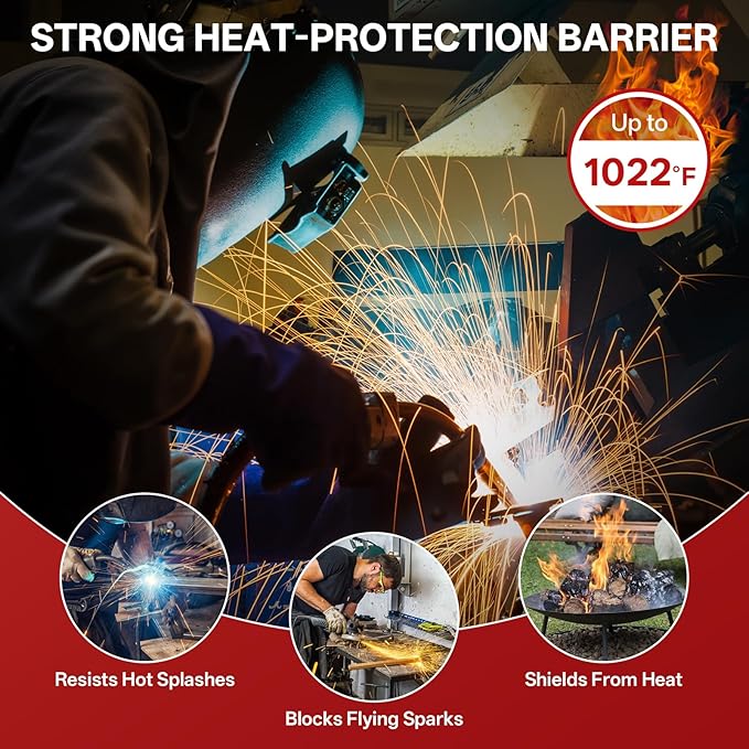 Welding Blanket Fire Resistant Large 4x6 ft - Fiberglass Flame Retardant Fabric 1022 °F High Temp Heat Shield Blankets Insulation Mat for Soldering, Grill, Industrial, Smoker, Camping