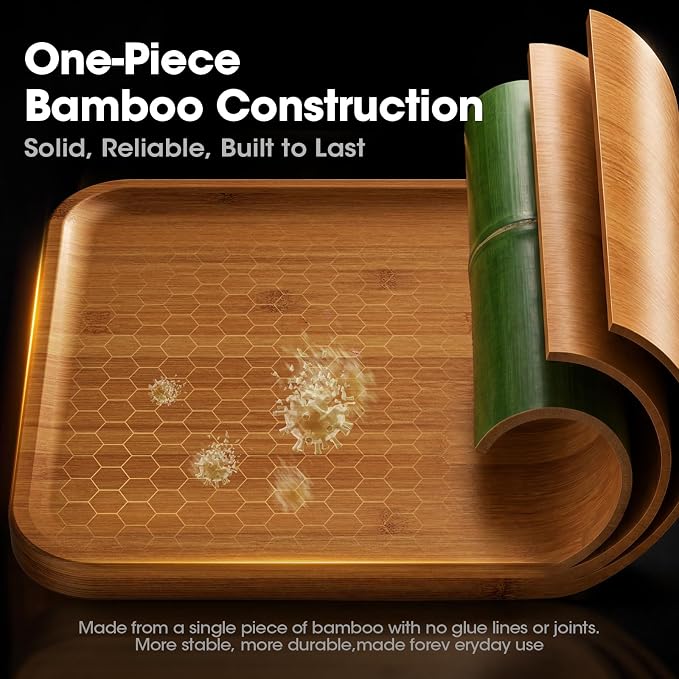 Deep-Carbonized Bamboo Cutting Board, 17 x 12 Inch | FSC-Certified 0.8 IN Bamboo | Extra-Large Space, Sloped Juice Groove, Reversible Serving Side, Sauce Well & Grip Handles
