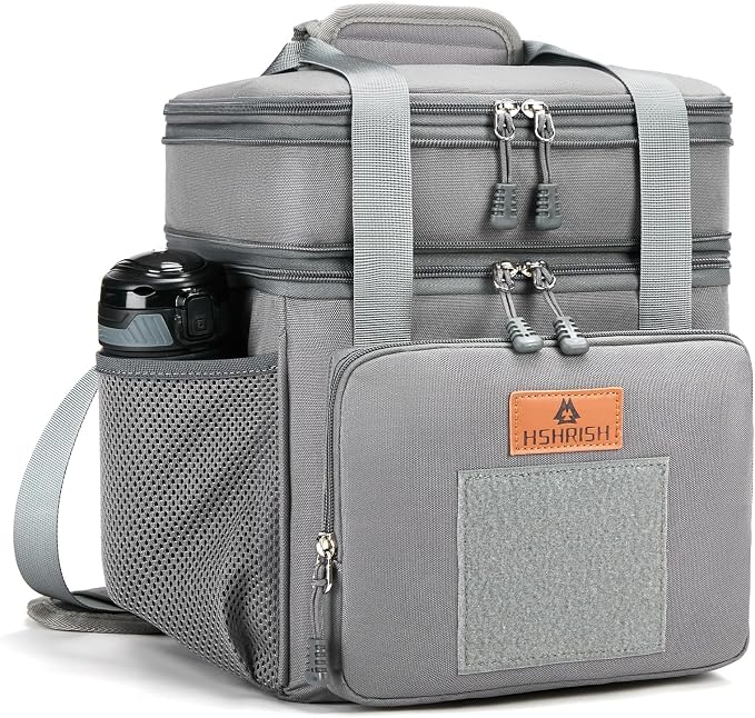 HSHRISH Expandable Large Tactical Lunch Box for Adults, Durable Insulated Lunch Bag with Lots of Storage Space, Cooler Bag for Men Women Work Outdoor Picnic Trip, 16 L, Black
