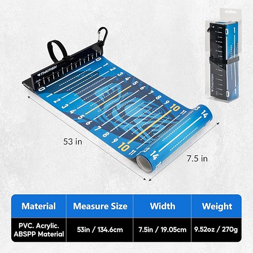 THKFISH 53in Portable Waterproof Fishing Ruler with Measuring Board | Folding Fish Ruler, Roll Up Fish Measuring Tape for Boat, Kayak, Coolers, Yacht and Workbench 53 *7.5"-1pcs/59 * 3.15"-2pcs