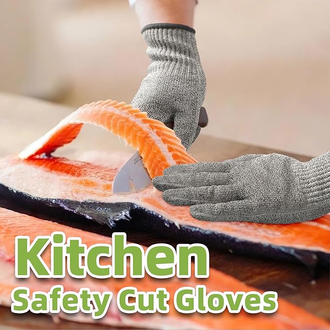 Schwer SlicePro ANSI A9 Cut Resistant Gloves, Food Grade Cutting Gloves for Kitchen Food Prep, Mandoline Gloves for Meat Cutting, Oyster Shucking, Fish Fillet Processing, PR1501-G, XL