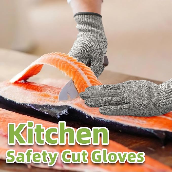Schwer SlicePro ANSI A9 Cut Resistant Gloves, Food Grade Cutting Gloves for Kitchen Food Prep, Mandoline Gloves for Meat Cutting, Oyster Shucking, Fish Fillet Processing, PR1501-G, 10 Pairs, XL