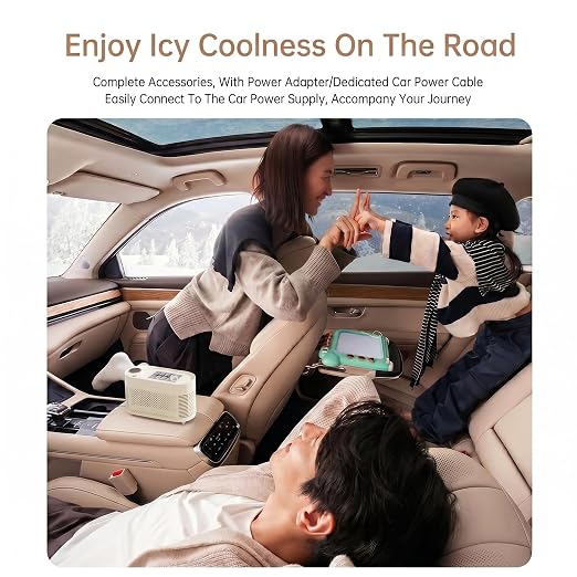 Portable Ice Maker, 12V DC Mini Car Ice Maker, Makes 10 Cubes in 15-20 Mins, with Cigarette Lighter for Trips, Camping(Adapter Needs Separate Buy 5.5x2.1mm F to 5.5x2.5mm M Converter) （White）