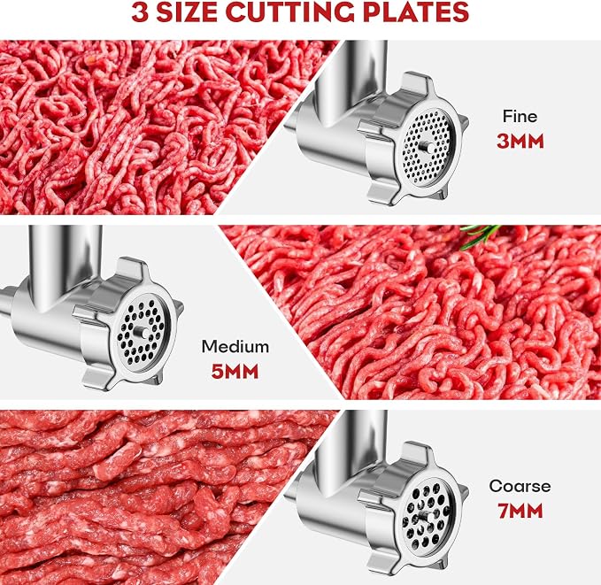 Meat Grinder & Stainless Steel Slicer Shredder Attachment for KitchenAid | Sausage Stuffer, Food Slicer, Shredder, Cheese Grater & Salad Maker, 4 Plates, 4 Blades, Food-Grade Metal, COFUN