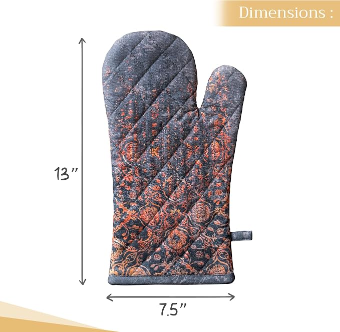 Maison d'Hermine Oven Gloves 100% Cotton Oven Mitt (7" x 13", Pack of 1) | With Loop Heat Resistant BBQ Cooking Gloves Baking Kitchen Handling Hot Pans Thanksgiving Christmas - Imperfection