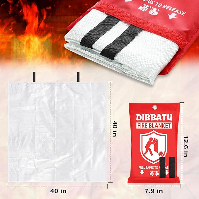 Fire Blanket for Home and Kitchen,Emergency for Small Fire,Reused,Easy Use | Emergency for House Fireplace Car Grill BBQ, Clean No Mess, Stand High Temperature Fibre, Never Expires, for Everyone,2 pcs