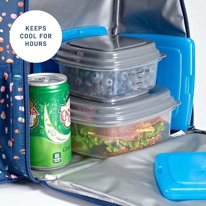 Cool Coolers by Fit + Fresh, 4 Pack Slim Ice Packs, Space Saving Reusable Ice Packs for Lunch Boxes or Coolers