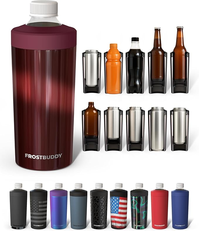 Frost Buddy XL Can Cooler - Fits 12/16/20/24 oz Cans & Bottles (Cinnamon) | Keeps drinks chilled 12+ hrs | No sweat, no condensation | Fits slim & standard cans | Durable, portable design