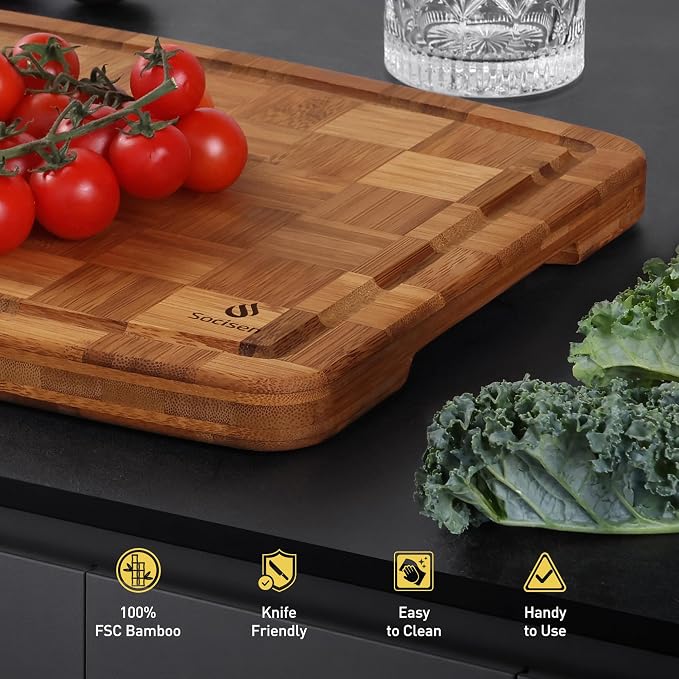 Heavy Duty Bamboo Cutting Board Non Slip Heavy Duty Over Sink Wooden Wood Cutting Board for Kitchen Chopping Board Extra Large Big Small Best House Warming Gift