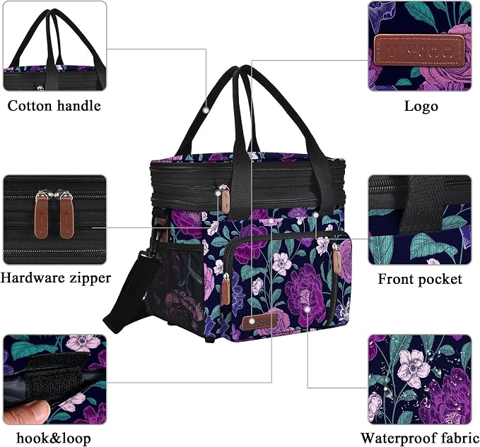 MIYCOO Lunch Bag for Women & Men, Expandable Double Deck Lunch Box, 15L | Leakproof & Waterproof, Portable, Large Soft Insulated Cooler bag for Adult, Work, Camping, Beach, Picnic, Travel