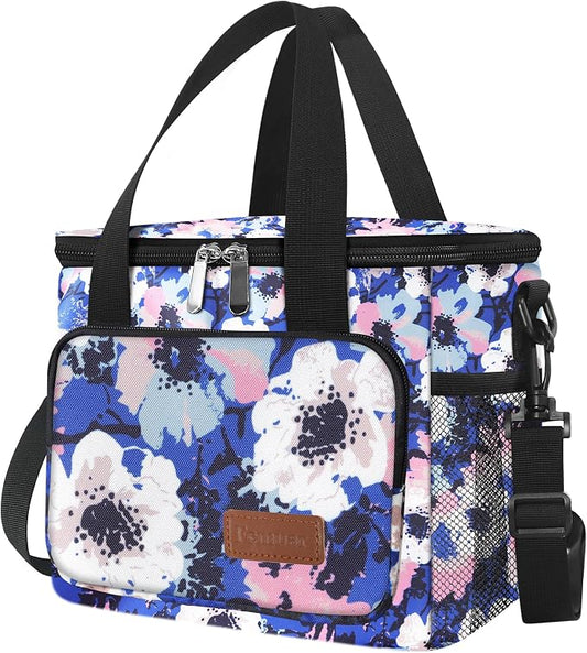 Lunch Bags for Women/Men, Insulated Lunch Bag for Work Office - Lunch Cooler Bag Leakproof Lunch Box with Adjustable Shoulder Strap - Ink foral