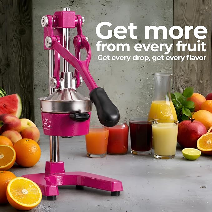 Zulay Kitchen Cast Iron Juicer - Heavy Duty Manual Juicer with Detachable Strainers for Easy Cleaning, Orange Juice Press for Citrus Fruits, Perfect for Bartenders, Juice Lovers & Health Enthusiasts