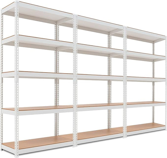 HOMEDANT 5 Tier White Storage Shelves Adjustable Laminated Boltless Garage Metal Shelving Unit Heavy Duty Utility Rack Shelf Warehouse Pantry Closet Kitchen 35.9" W x 16.2" D x 71.3" H White 3Pack