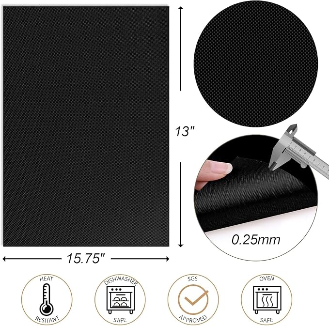 UBeesize 7 Pack Black Grill Mats for Outdoor Grill, Heavy Duty BBQ Grilling Matt & Oven Liners, Resuable, Easy to Clean, Works on Gas Charcoal Electric Grill, Smoker, Oven -15.75 x 13 Inch