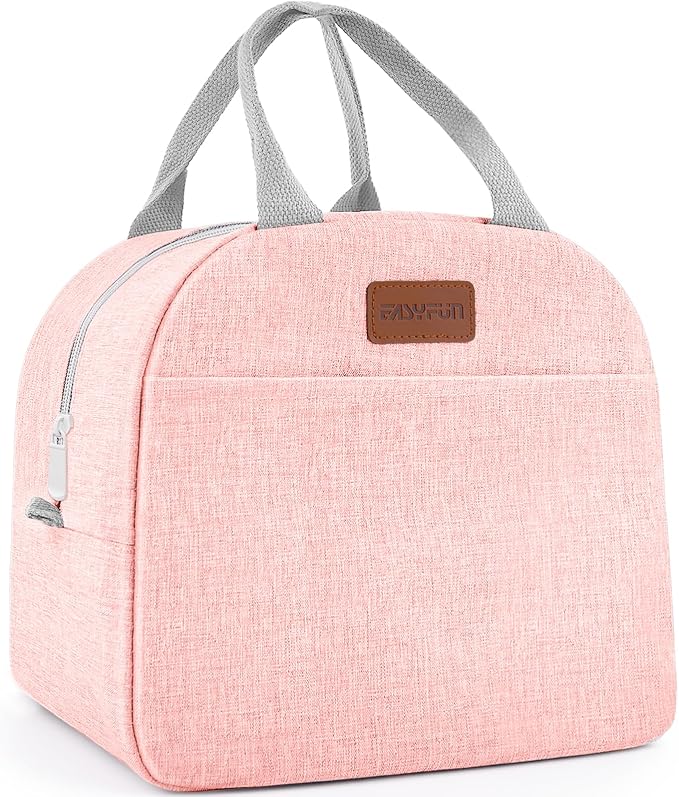 Lunch Bag for Women & Men Adult Insulated Lunch Box, Small Leakproof Cooler Food Lunch Containers Reusable High Capacity Lunch Tote Bags for Work, Travel, Outdoor - Light Pink