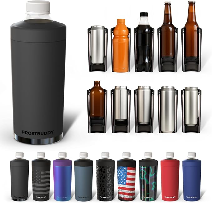 Frost Buddy XL Can Cooler - Fits 12/16/20/24 oz Cans & Bottles (Dark Night) | Keeps drinks chilled 12+ hrs | No sweat, no condensation | Fits slim & standard cans