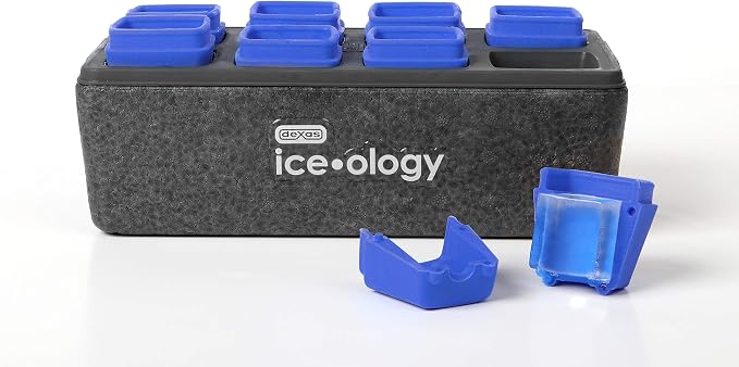 Dexas ice•ology Silicone Clear Ice Maker for Craft Cocktail Ice, 8 Count Cube Tray