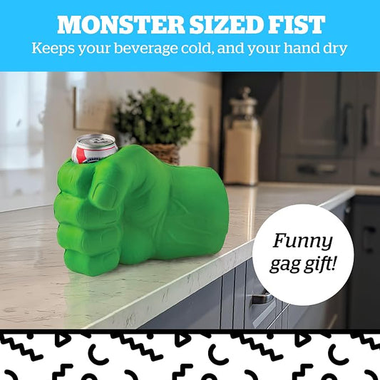 Foam Drink Kooler, Soft Sided Beer Cooler, Portable Party Beverage Holder for Soda Cans, Funny Can Cooler - The Green Beast Giant Fist