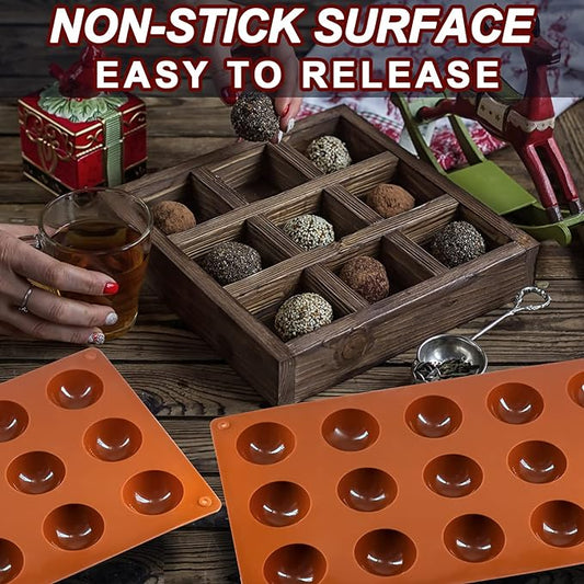 Small 15-Cavity Semi Sphere Silicone Molds Non-Stick,2 Packs Half Sphere Silicone Baking Molds for Making Jelly, Chocolates and Cake