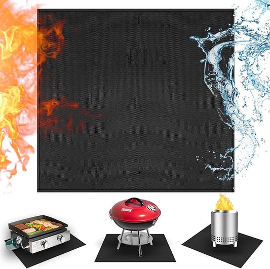 Heat Resistant Mats for Countertop fits Tabletop Grill, 24x24x0.04in, Black | 1022℉ Fireproof grill mat for countertop/table protection, fits gas/charcoal grills, pizza ovens, fits Blackstone & Ninja