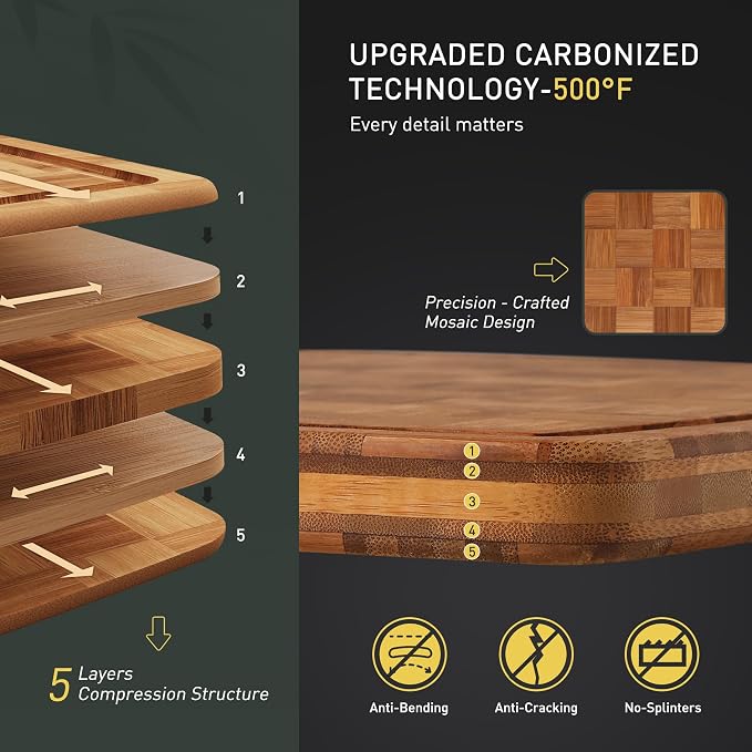 Heavy Duty Bamboo Cutting Board Non Slip Heavy Duty Over Sink Wooden Wood Cutting Board for Kitchen Chopping Board Extra Large Big Small Best House Warming Gift