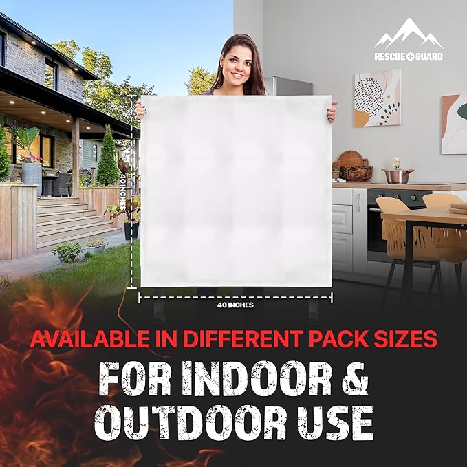 Fire Blanket 4 Pack 40”x40” - Fire Blankets Emergency for Home and Kitchen - Emergency Blankets for Survival - Home House Safety Supplies kit Must Haves - Firemen Safety Gifts and Essential Stuff