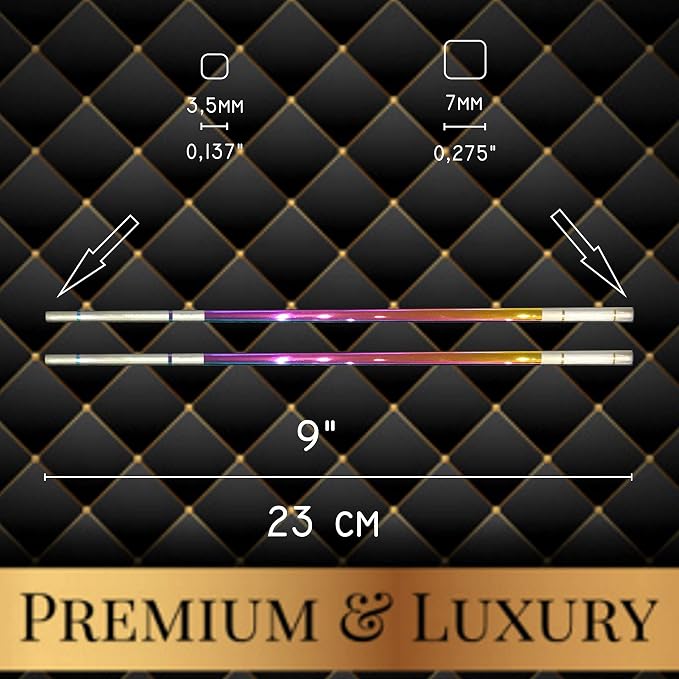 Albino Monkey Metal Chopsticks Reusable, 5 Pairs - Rainbow Iridescent Holographic Stainless Steel Chopsticks - Dishwasher Safe, Non-Slip, Extra Long 9" - Multicolor Japanese Sushi Gift Set