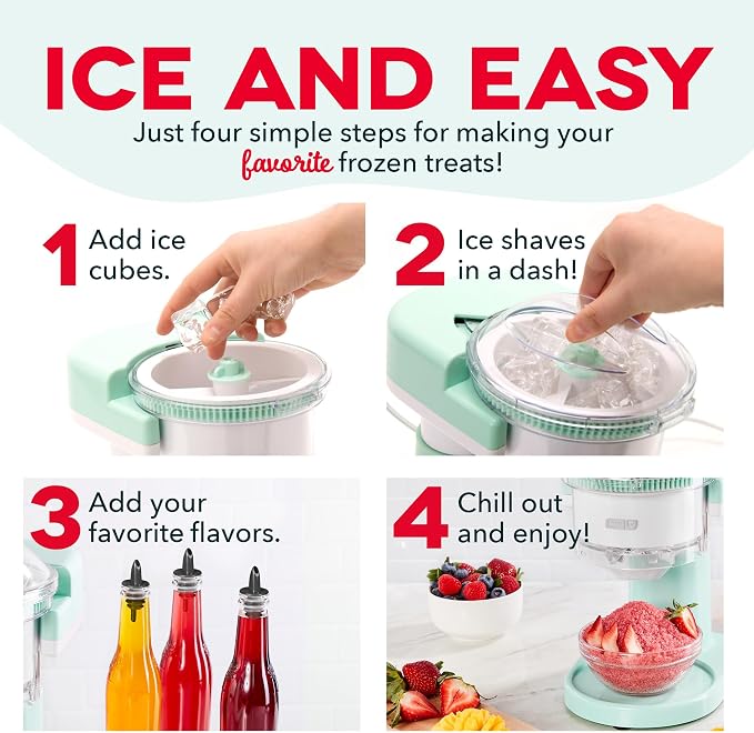 Dash Shaved Ice Maker - Frozen Dessert Maker for Snow Cones, Slushies, Cocktails & More - Easy to Use & Clean - Space-Saving Design - Aqua