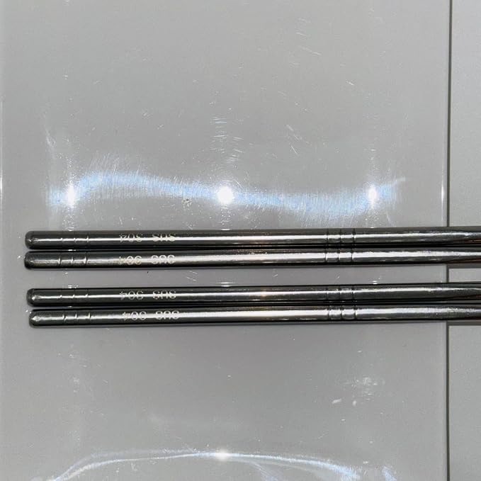 2Pairs Silver Stainless Steel Chopsticks Reusable Dishwasher Safe | Lightweight,Easy to clean
