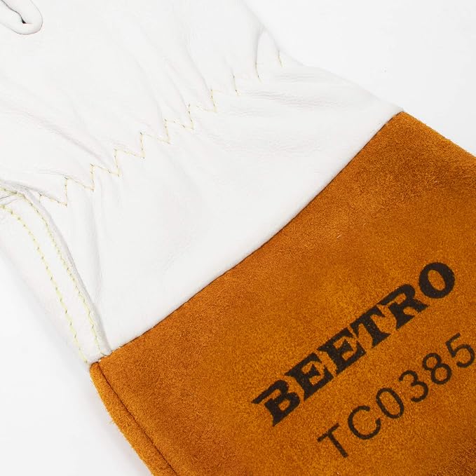 BEETRO Working Gloves 5 Pairs, Tig Welding Cowhide Split Leather, Heat/Fire Resistant BBQ/Warehouse/Heavy Duty/Animal Handling Glove, Extremely Soft and Flexible