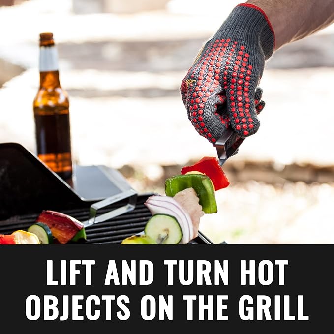Grillaholics Heat Resistant BBQ Grill & Oven Gloves | Rated to 660ºF | Silicone Grip | Aramid 1313 | Kevlar Insulated Fibers | Comfy Cotton Lining