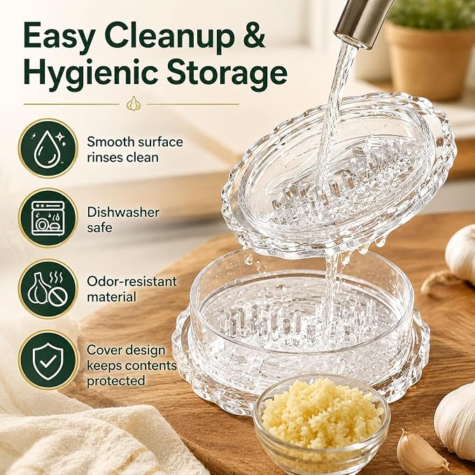 2PCS Clear Manual Garlic Twister and Ginger Mincer Tool, Manual Garlic Twister and Mincer, Garlic Crusher, Garlic Grinder, Compact Garlic Mincer Tool, Ginger, Herbs