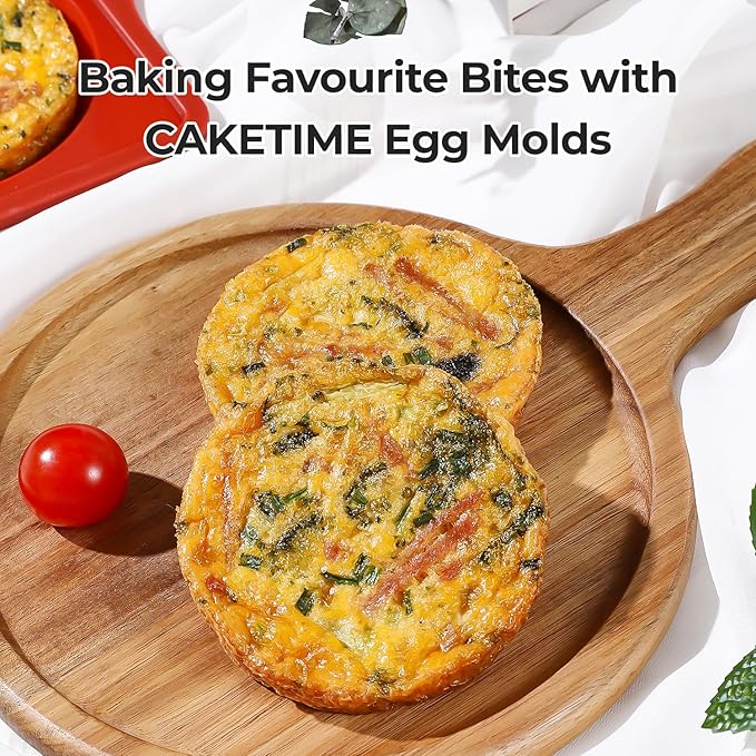 CAKETIME Silicone Muffin Top Pan with Metal Frame, 4 Inch Non Stick Round Egg Baking Pan for Oven English Muffins, Whoopie Pies, Corn Bread, Egg Bites, Breakfast Sandwiches Tarts 2 Pack Brown
