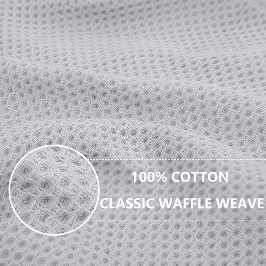 Homaxy 100% Cotton Waffle Weave Kitchen Towels, 5-Pack, Light Gray | 13 x 28 Inches, Ultra Soft Absorbent Dish Towels, Quick Drying Cleaning Towels