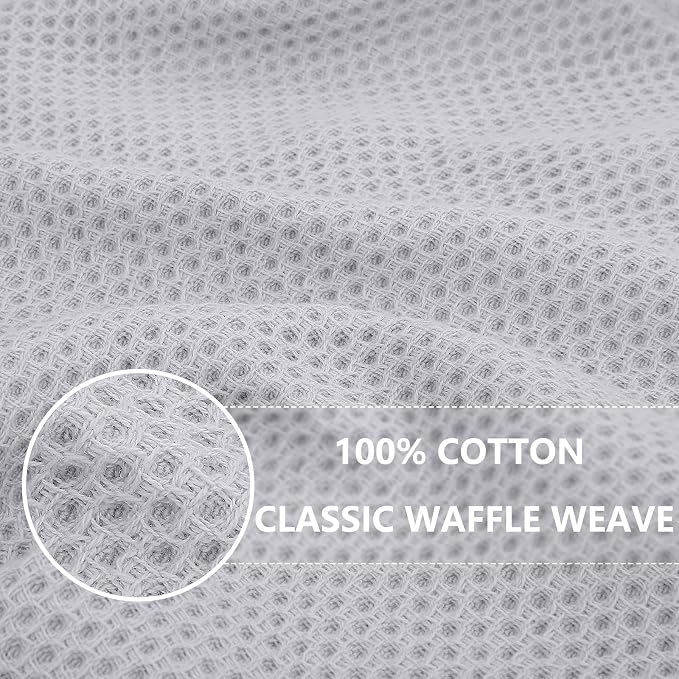 Homaxy 100% Cotton Waffle Weave Kitchen Towels, 3-Pack, Light Gray | 13 x 28 Inches, Ultra Soft Absorbent Dish Towels, Quick Drying Cleaning Towels